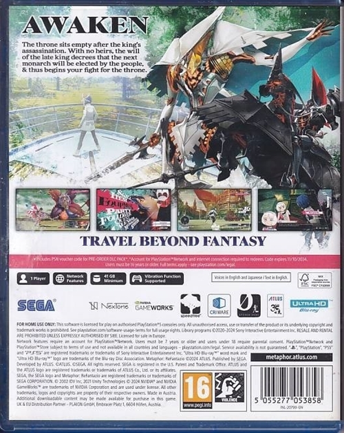 Metaphor ReFantazio - PS5 - (A Grade) (Genbrug)